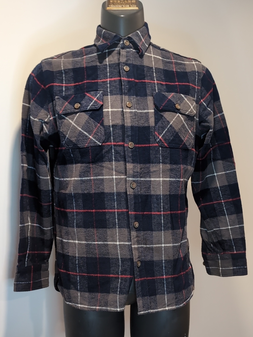 Jach's Navy Blue Plaid Thick Flannel Shirt Shacket Medium